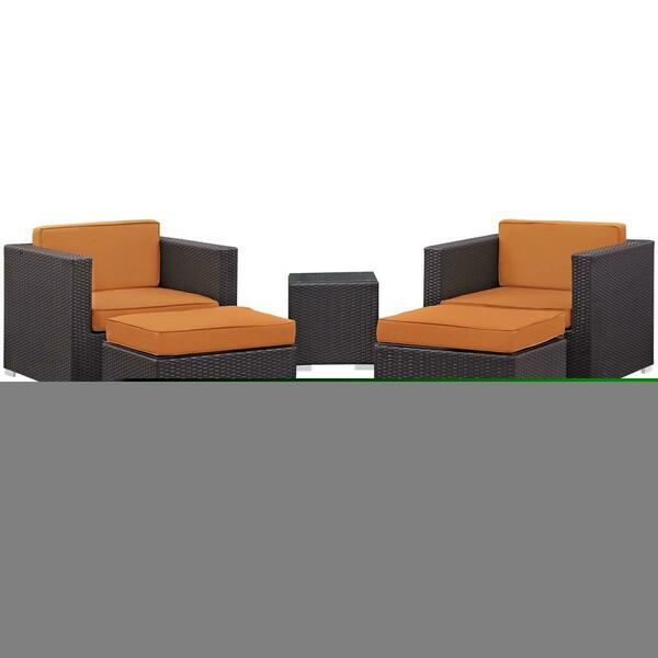 Modway Furniture Convene Outdoor Patio Sectional Set, Espresso Orange, 5Pk EEI-1809-EXP-ORA-SET